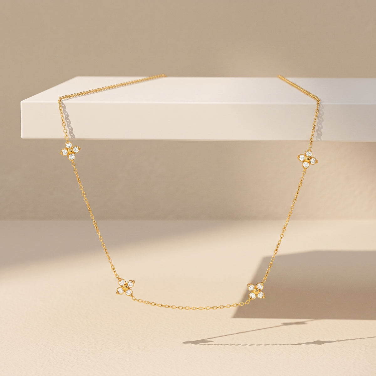 Agathe Four-Petal Floral Gold Necklace - Joie d’Or