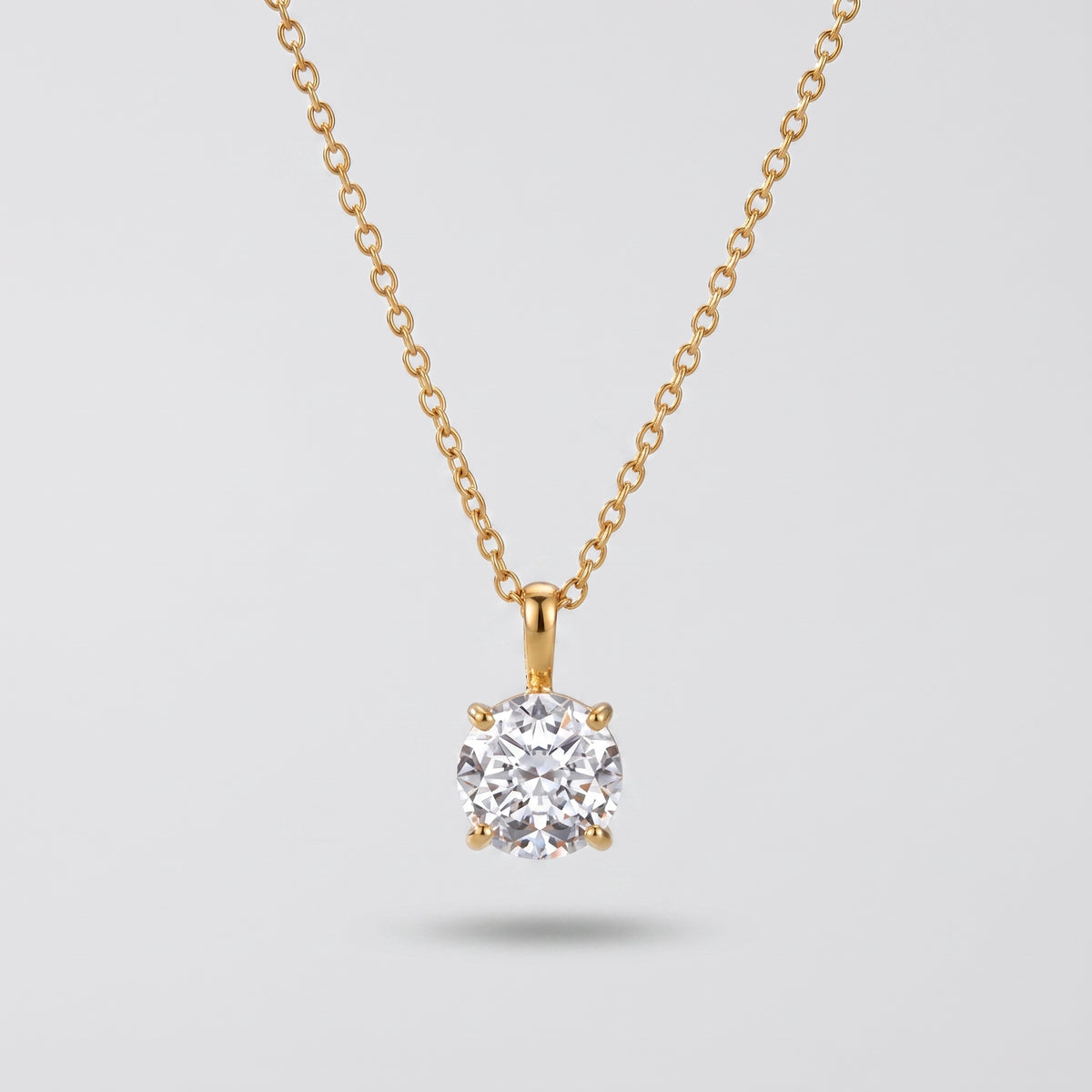 Elise Elegant Round Zircon Solitaire Necklace - Joie d’Or