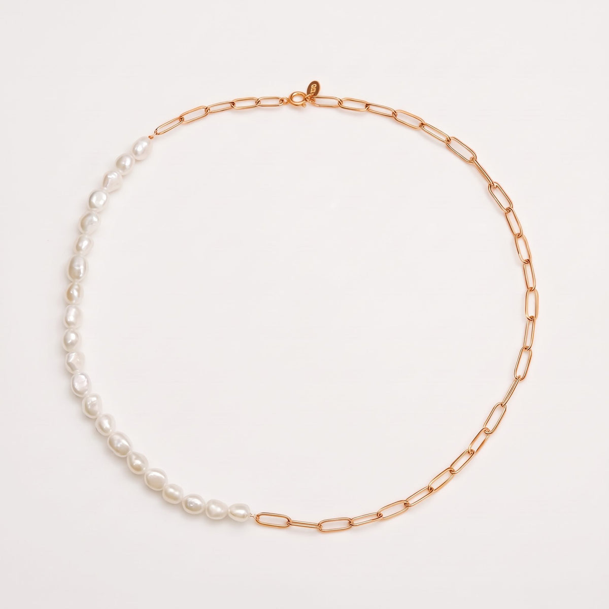 Amélie Pearl Paperclip Gold Necklace - Joie d’Or