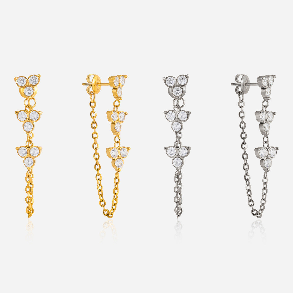 Bettina Crystal Cascade Gold Earrings