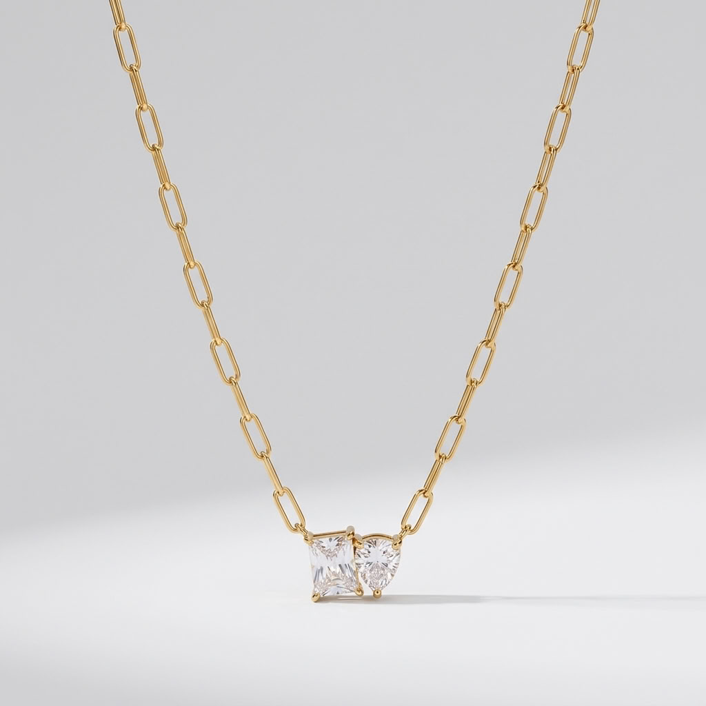 Giulia Twin Crystal Gold Necklace