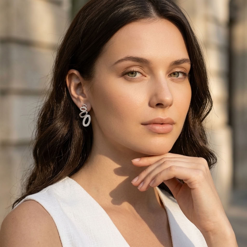 Agathe Pavé Oval Silver Earrings - Joie d’Or