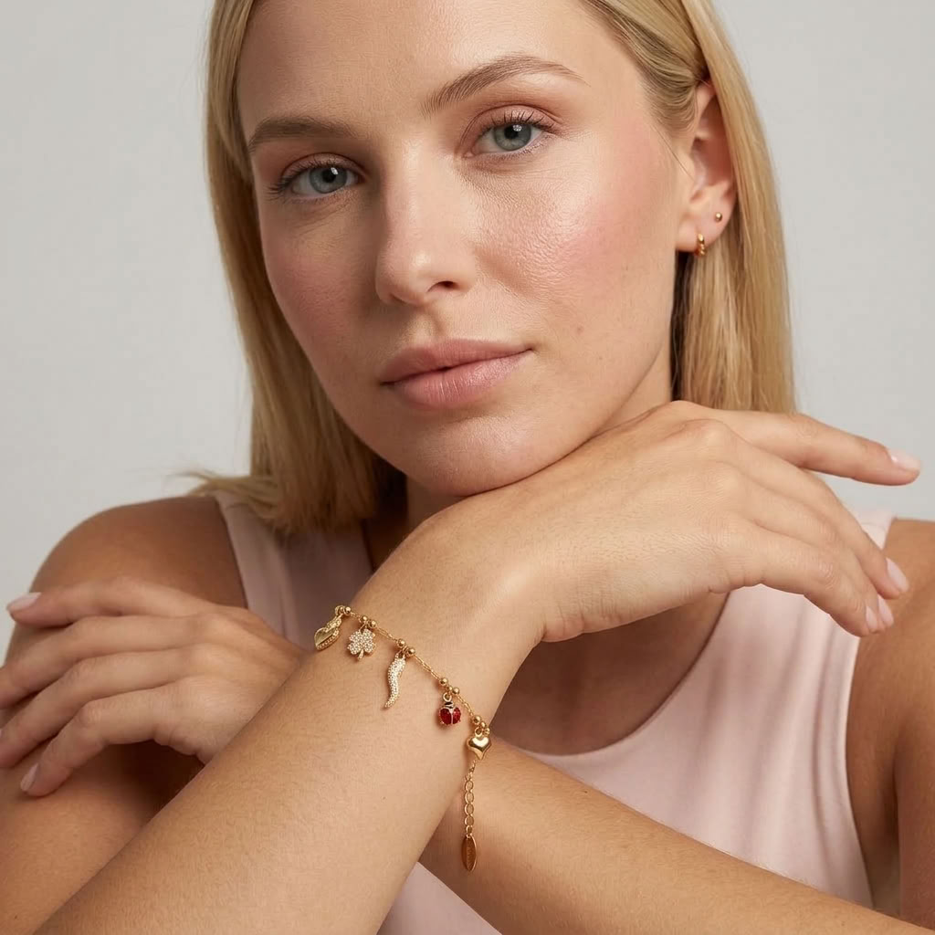 Mathilde Crystal Chilli Gold Bracelet - Joie d’Or