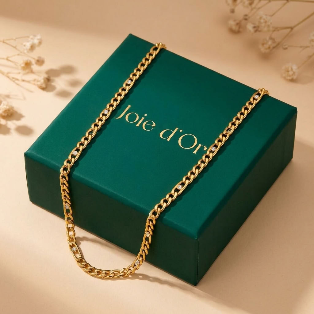 Valentina Crystal Figaro Gold Necklace - Joie d’Or