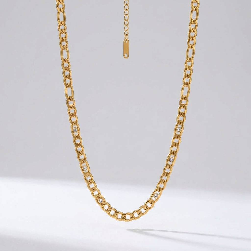 Valentina Crystal Figaro Gold Necklace - Joie d’Or