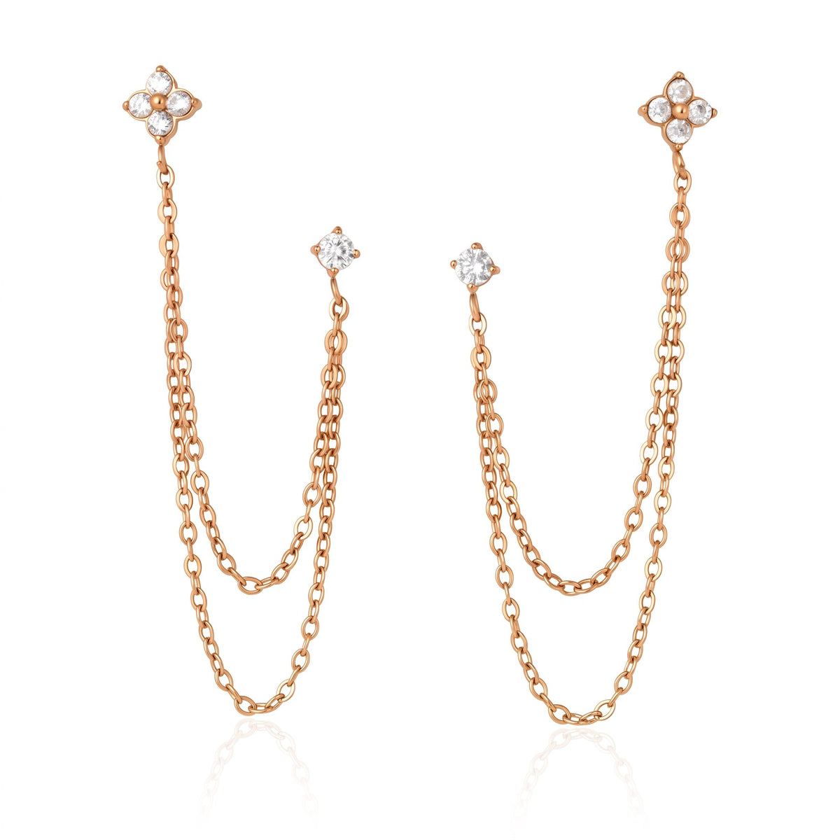 Félicie Flower Chain Gold Earrings
