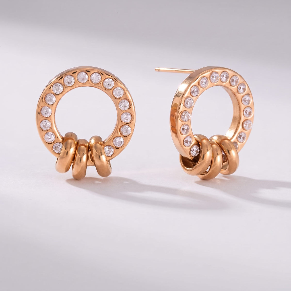 Gabrielle Triple Ring Gold Earrings - Joie d’Or