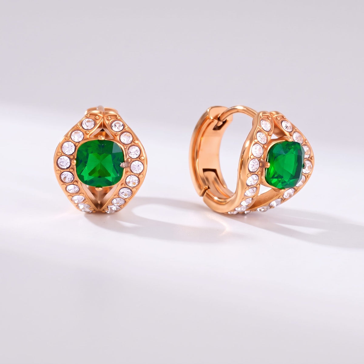 Ilaria Green Halo Gold Earrings