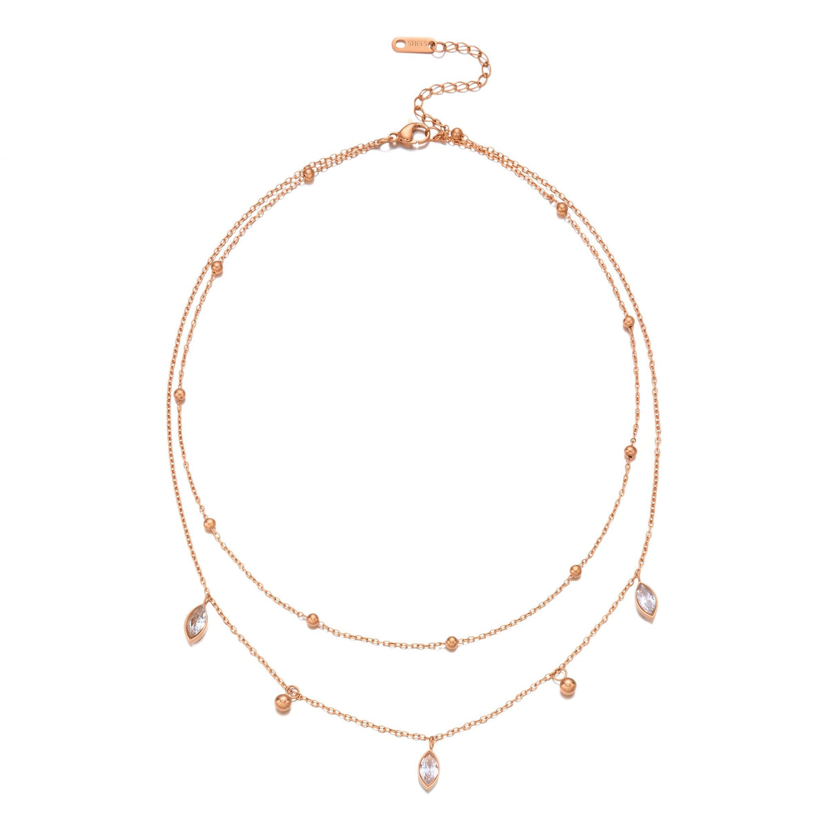 Lucette Layered Marquise Gold Necklace