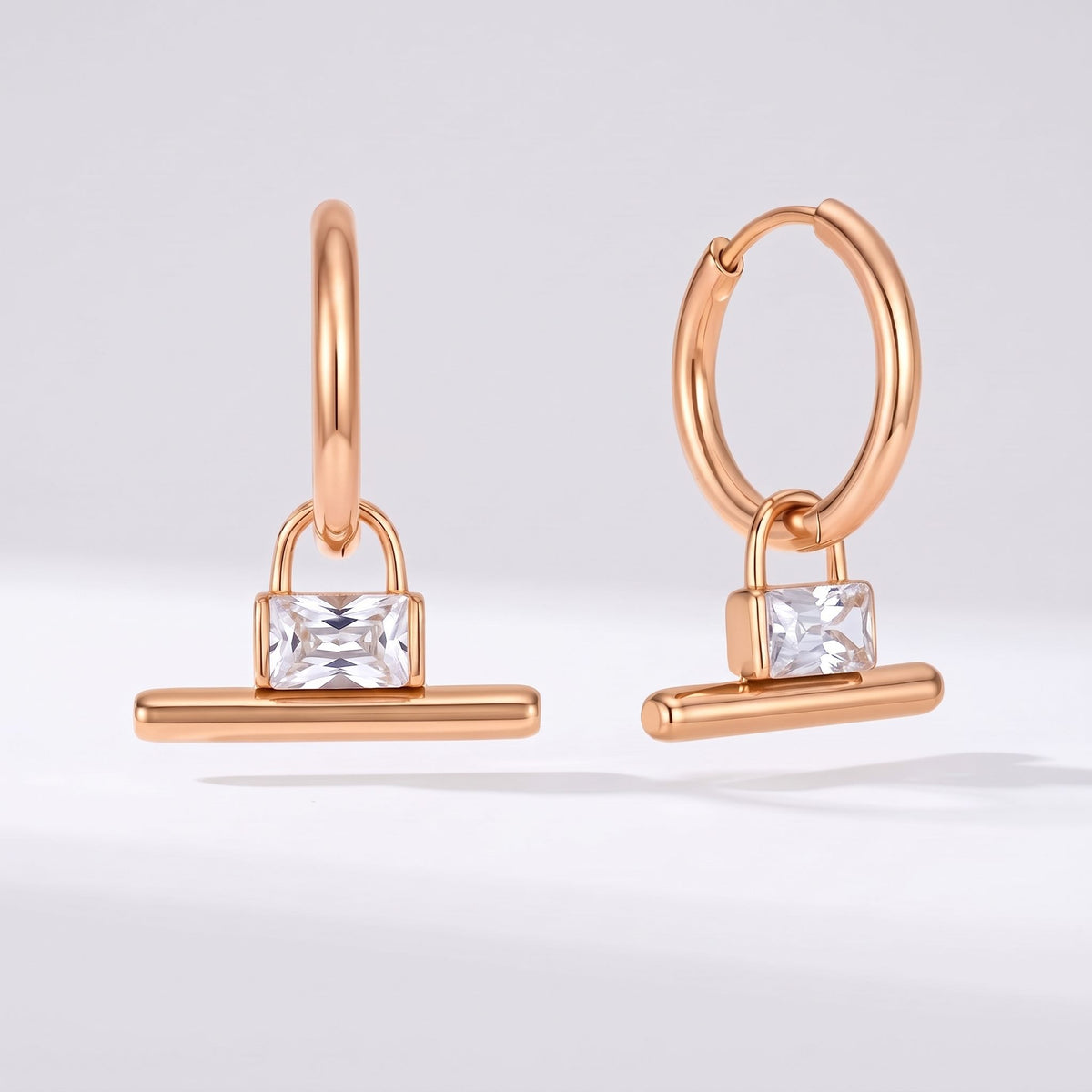 Margaux Padlock T-Bar Gold Earrings