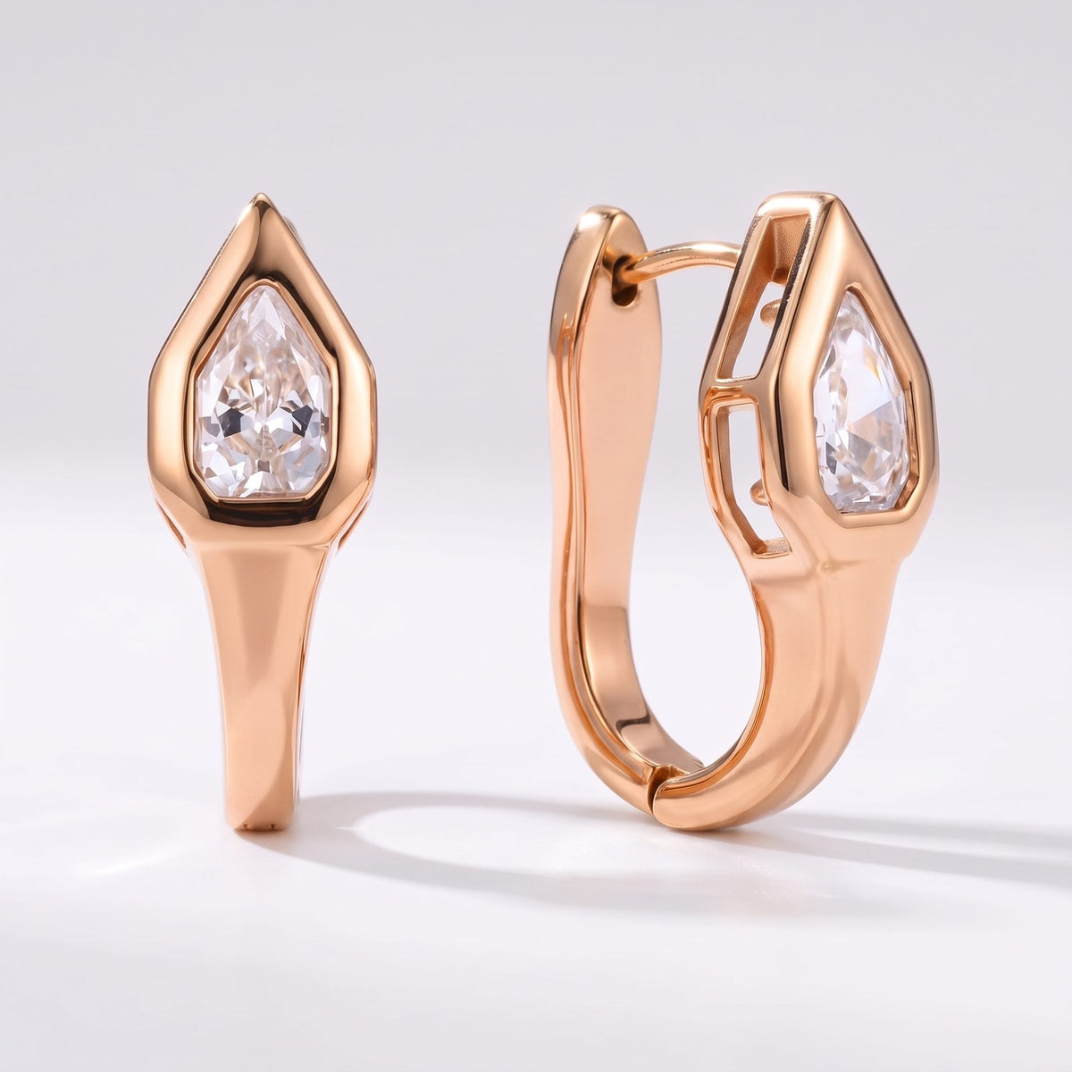 Mireille Pear Bezel Gold Earrings - Joie d’Or