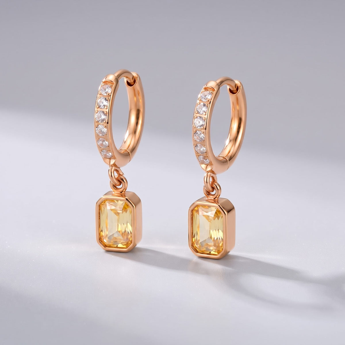 Paola Yellow Octagon Gold Earrings