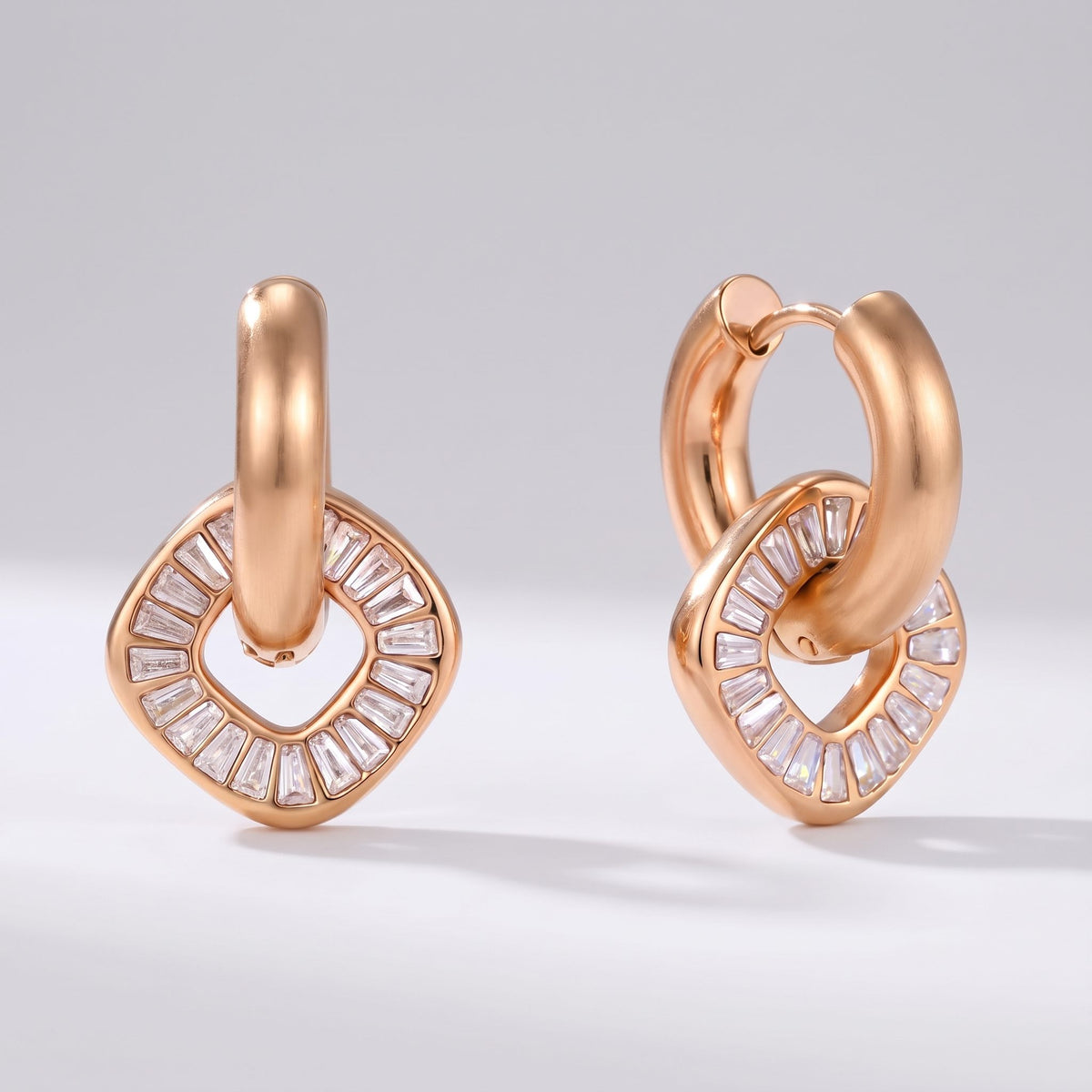Salomé Baguette Charm Gold Earrings
