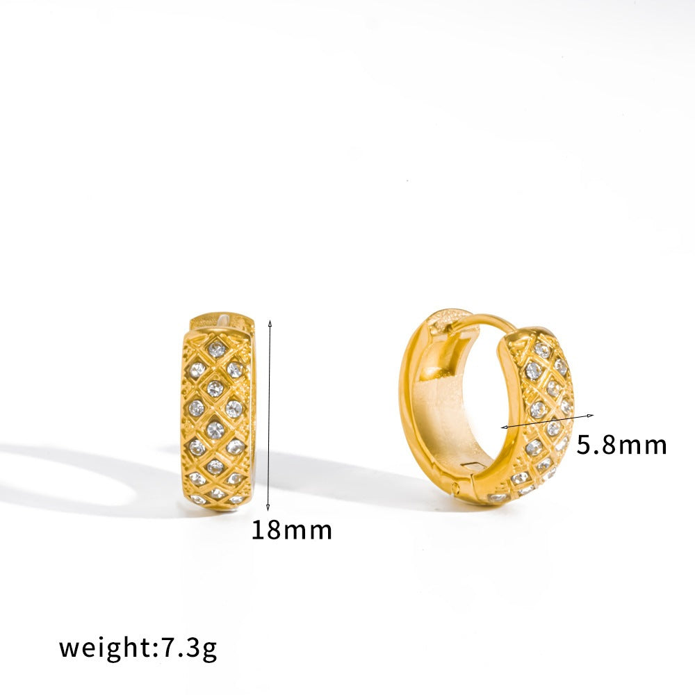 Solène Lattice Hoop Gold Earrings
