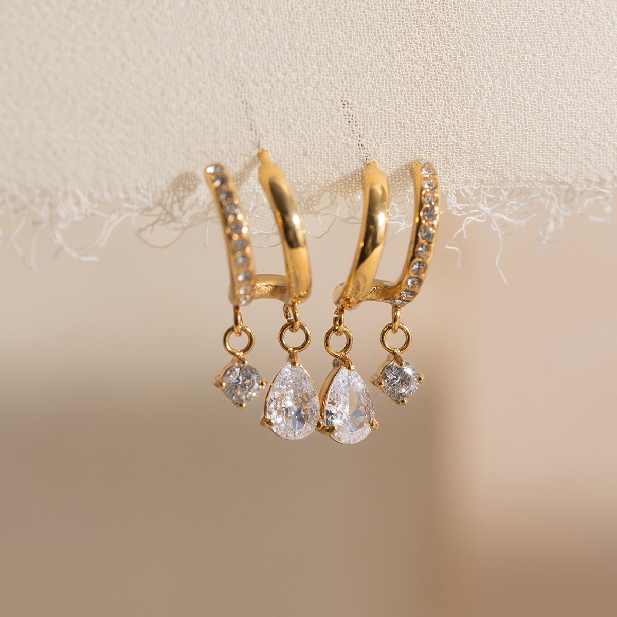 Ysaline Double Hoop Gold Earrings