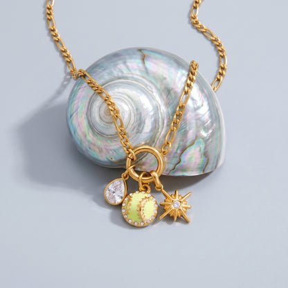 Flavia Tennis Charm & Starburst Gold Necklace - Joie d’Or