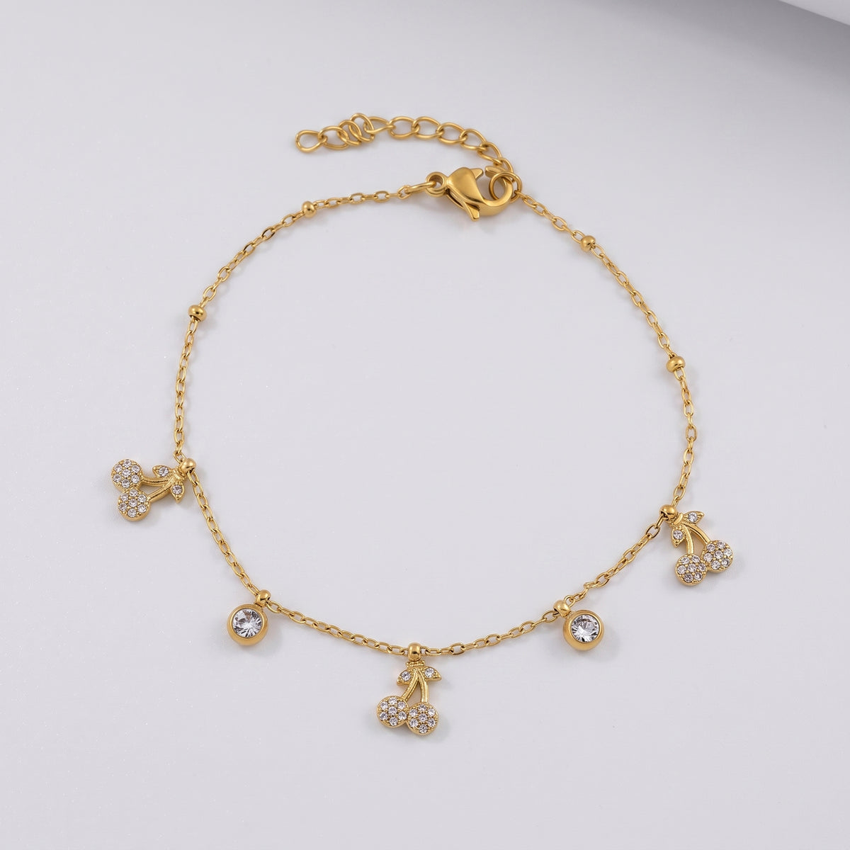 Mélisande Sparkling Crystal Cherry Gold Bracelet - Joie d’Or