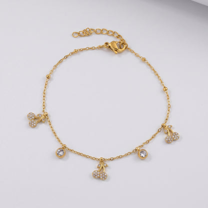 Mélisande Sparkling Crystal Cherry Gold Bracelet - Joie d’Or