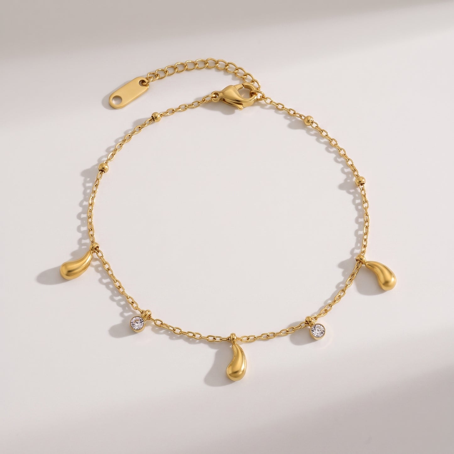 Adèle Teardrop Crystal Charm Gold Bracelet - Joie d’Or