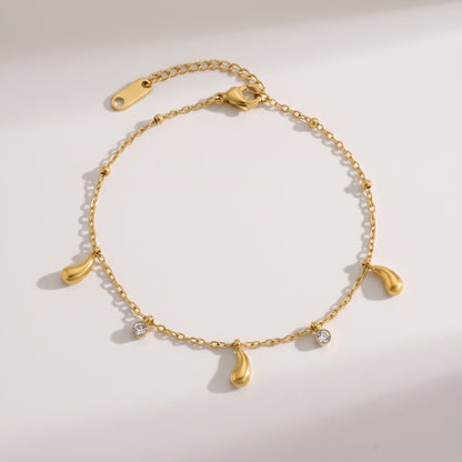 Adèle Teardrop Crystal Charm Gold Bracelet - Joie d’Or
