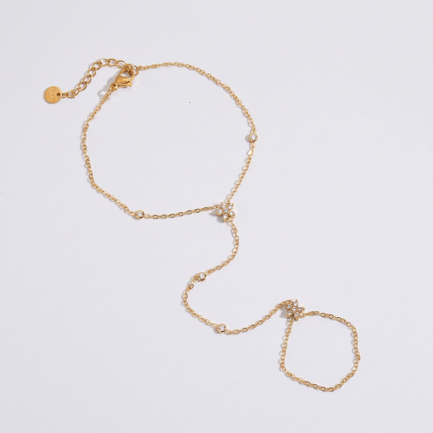 Flavia Elegant Flower Hand Harness Gold Bracelet - Joie d’Or