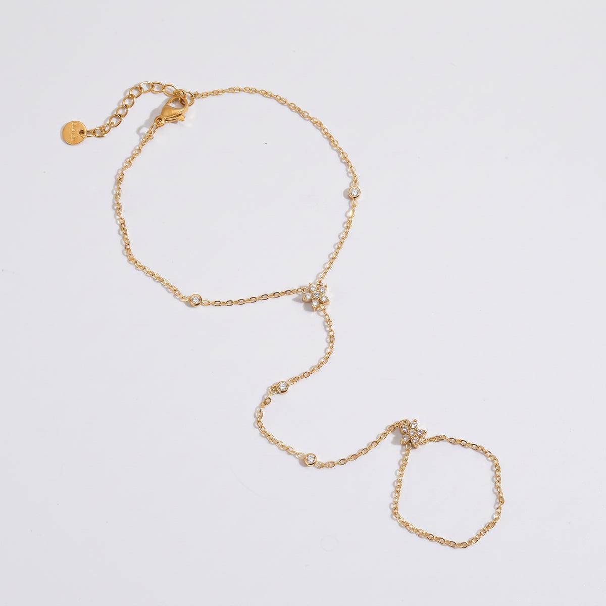 Flavia Elegant Flower Hand Harness Gold Bracelet - Joie d’Or