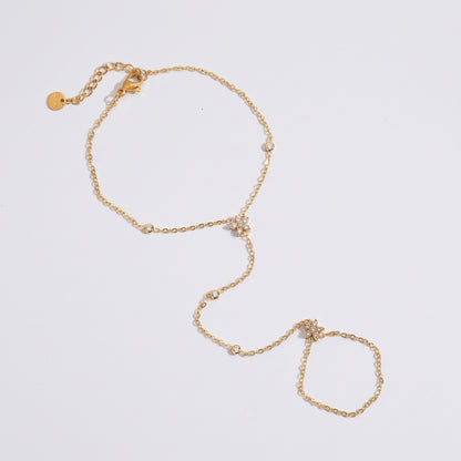 Flavia Elegant Flower Hand Harness Gold Bracelet - Joie d’Or