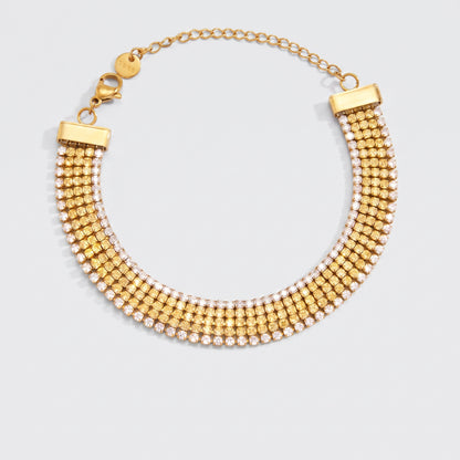 Clarisse Wide Sparkling Zircon Gold Bracelet - Joie d’Or