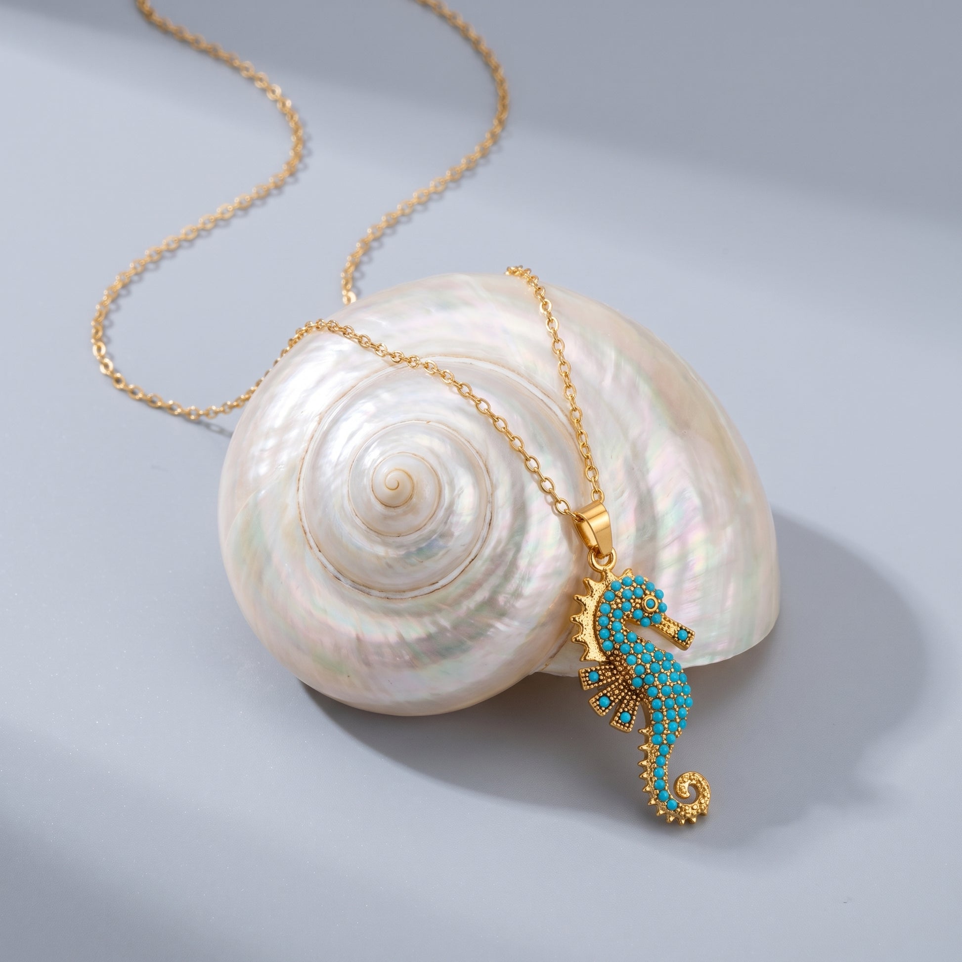 Viola Turquoise Seahorse Gold Necklace - Joie d’Or
