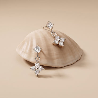 Astrid Four-Petal Crystal Drop Silver Earrings - Joie d’Or