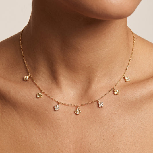 Amelia Crystal Flower Gold Necklace - Joie d’Or