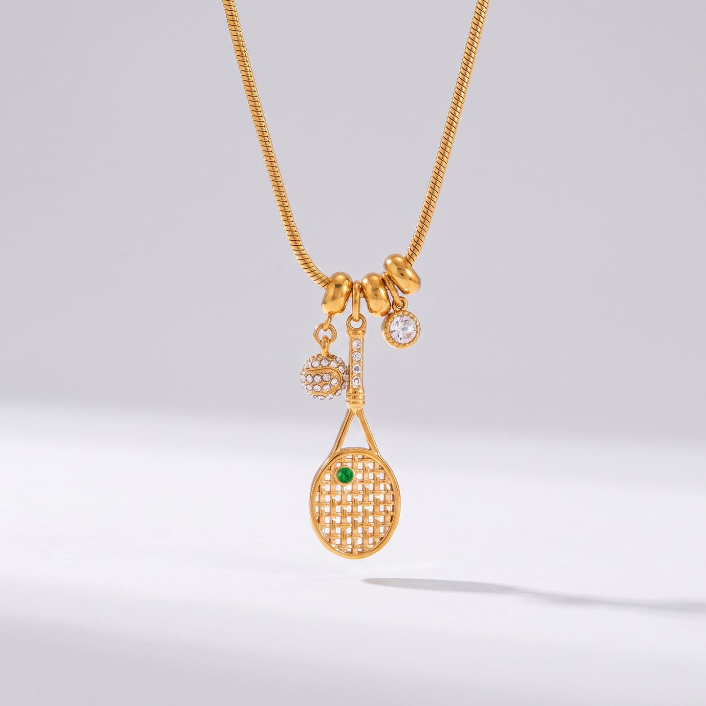 Colette Emerald Accent Tennis Pendant Gold Necklace - Joie d’Or