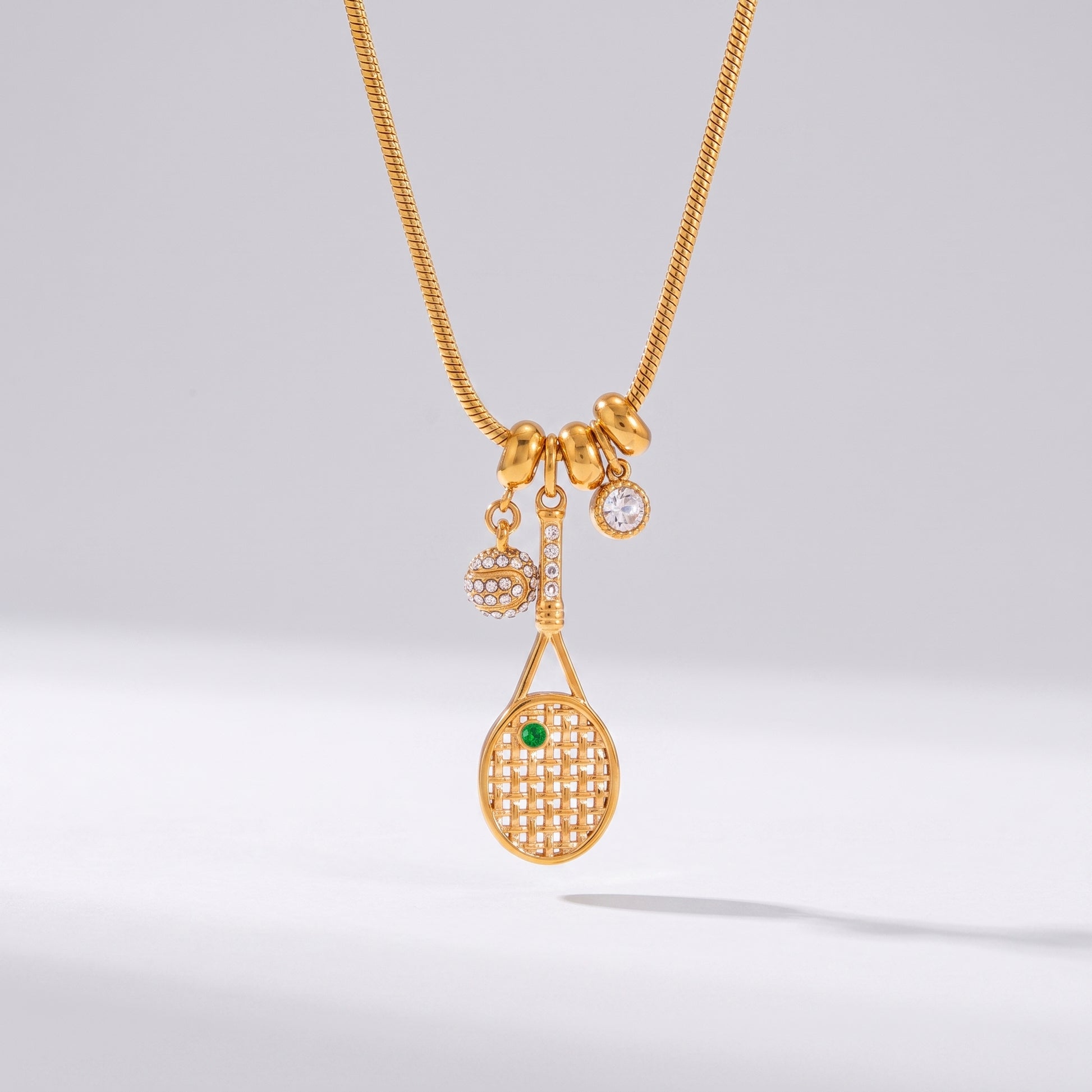 Colette Emerald Accent Tennis Pendant Gold Necklace - Joie d’Or