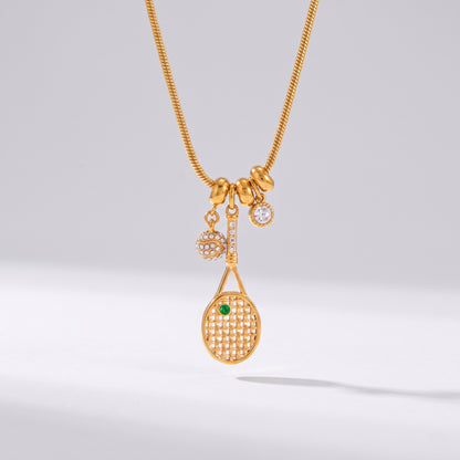 Colette Emerald Accent Tennis Pendant Gold Necklace - Joie d’Or