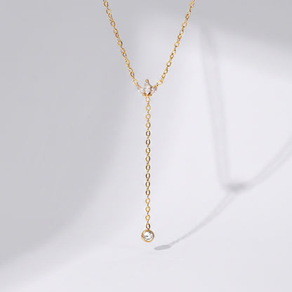 Elise Elegant Lotus Drop Gold Lariat - Joie d’Or