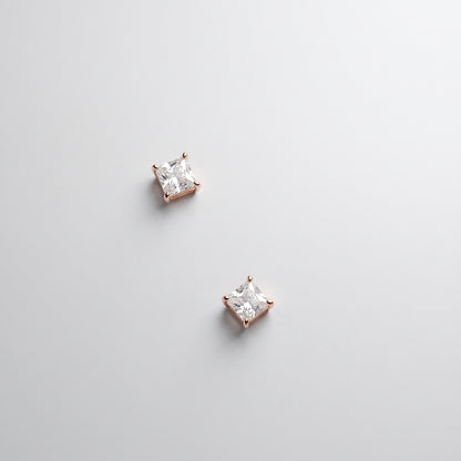 Chloe Dainty Square Zircon Gold Studs - Joie d’Or