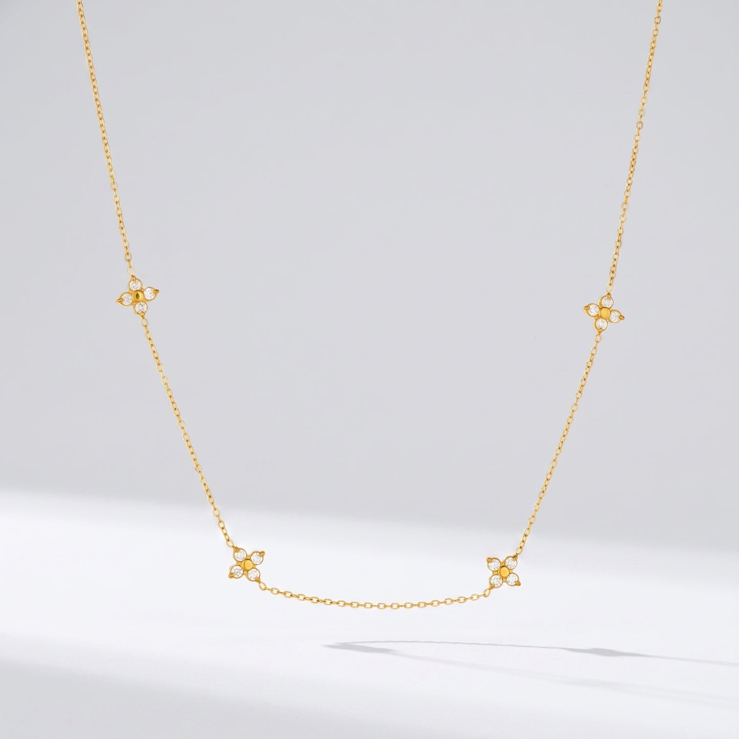 Agathe Four-Petal Floral Gold Necklace - Joie d’Or