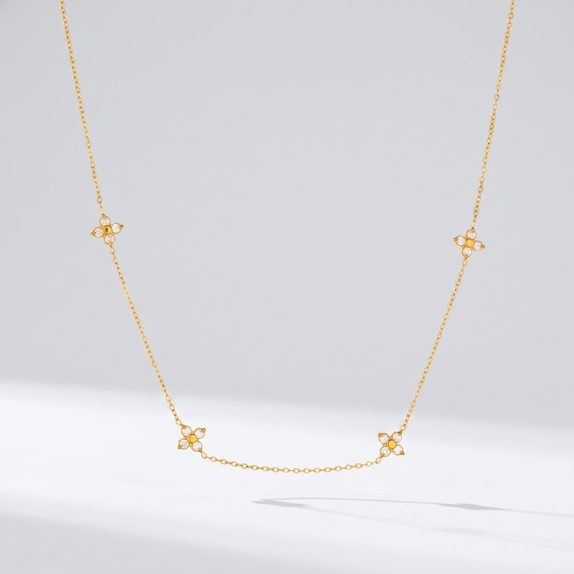 Agathe Four-Petal Floral Gold Necklace - Joie d’Or