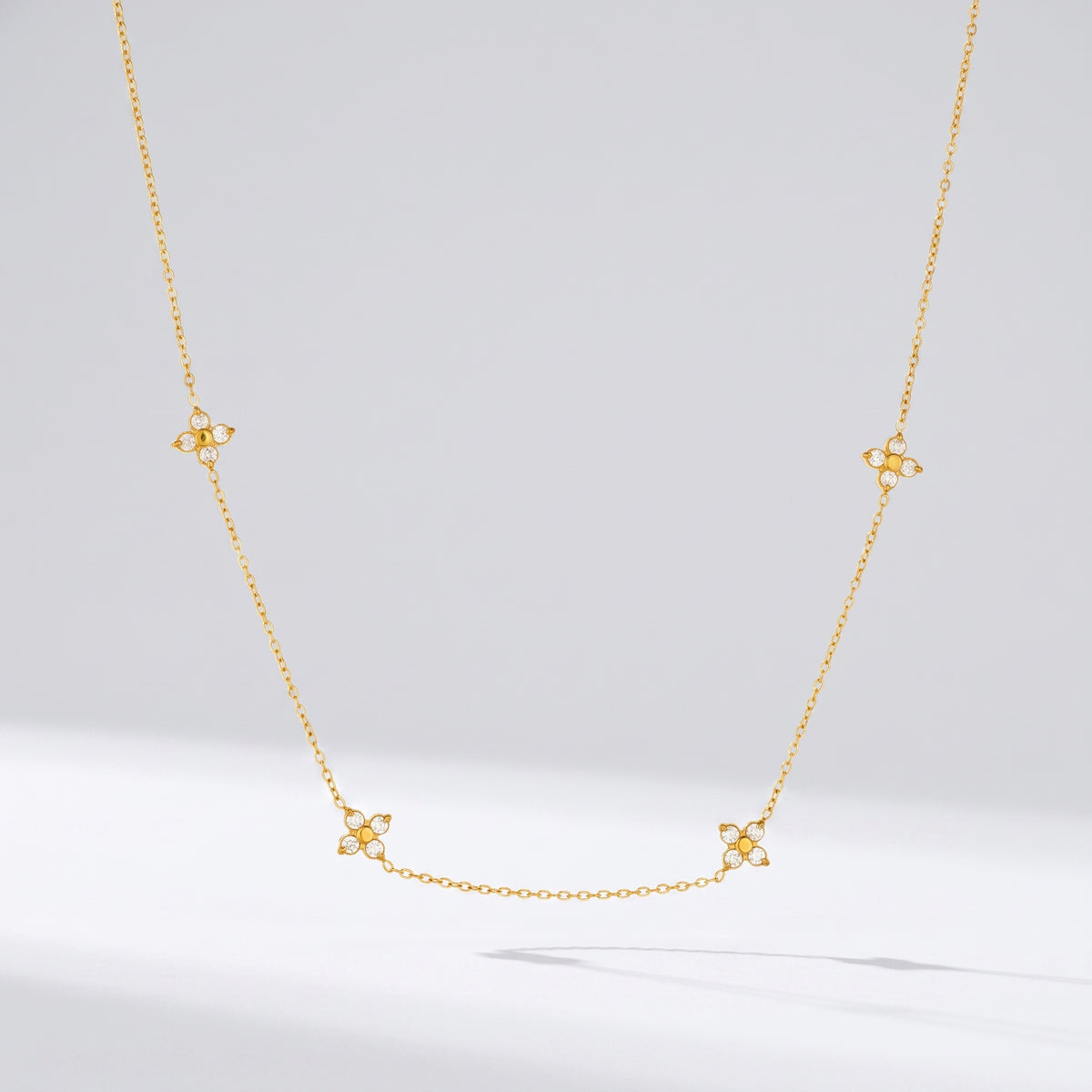 Agathe Four-Petal Floral Gold Necklace - Joie d’Or