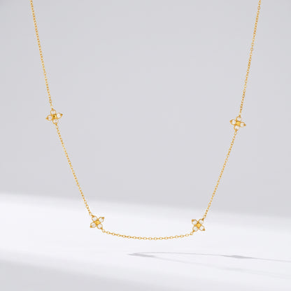 Agathe Four-Petal Floral Gold Necklace - Joie d’Or