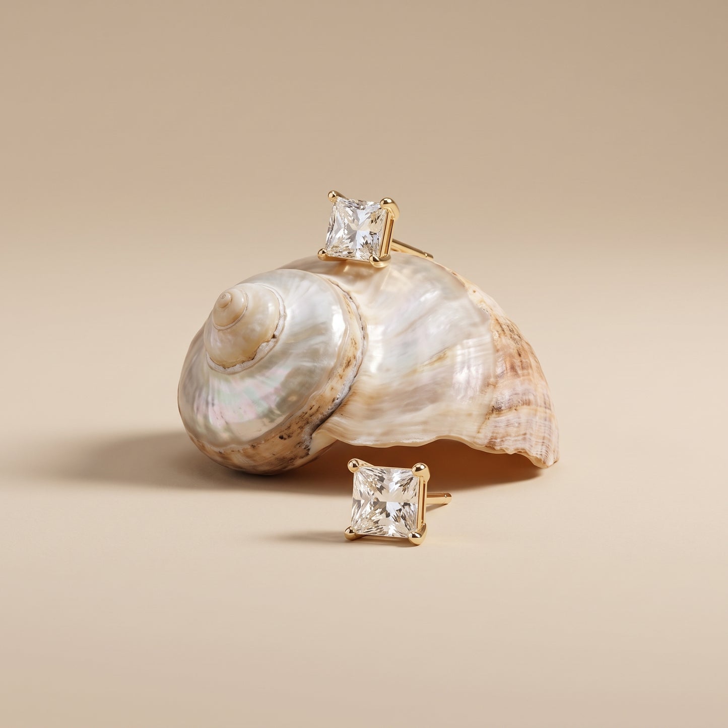 Chloe Dainty Square Zircon Gold Studs - Joie d’Or