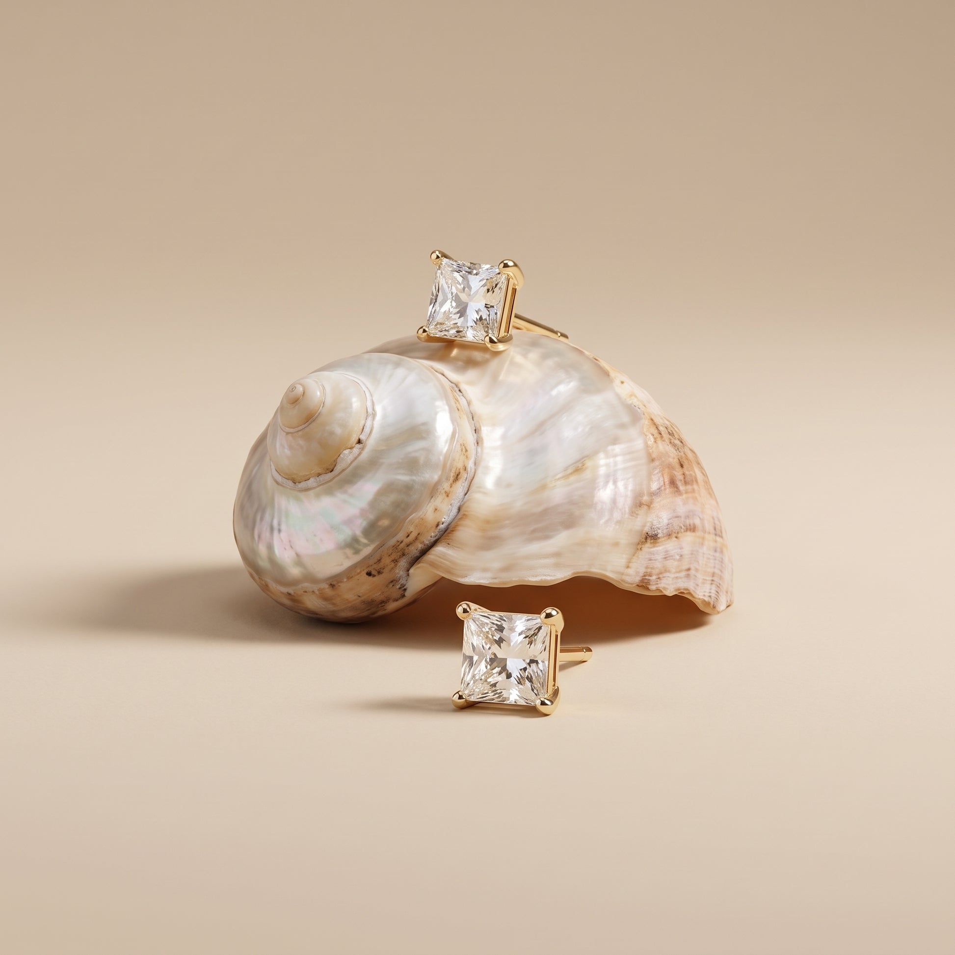 Chloe Dainty Square Zircon Gold Studs - Joie d’Or