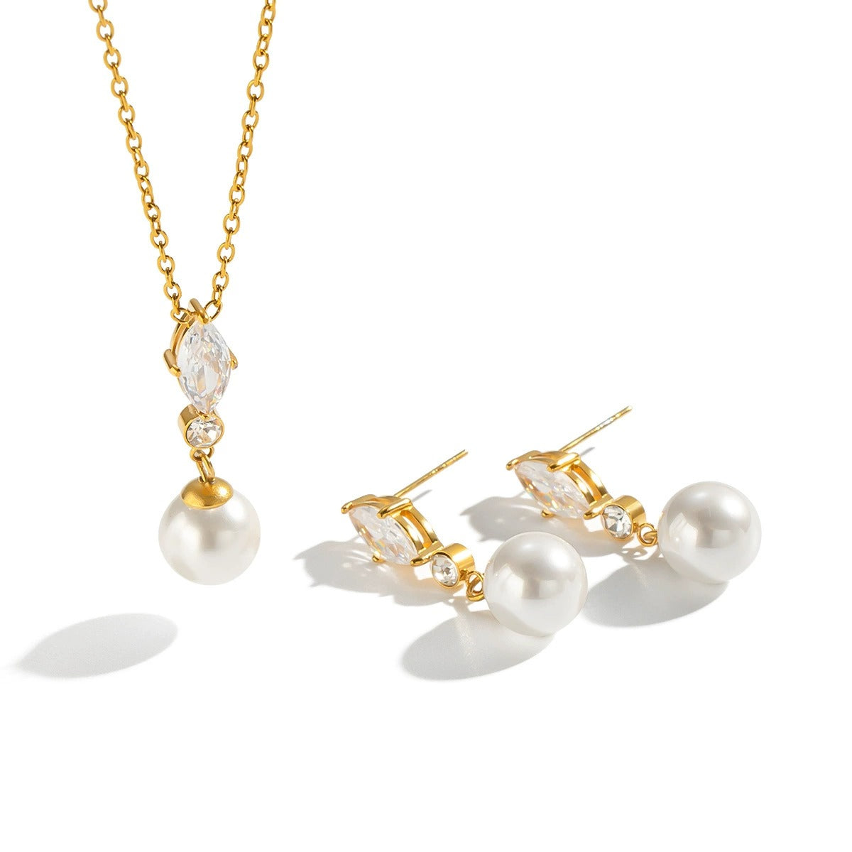 Emilia Marquise Pearl Gold Necklace