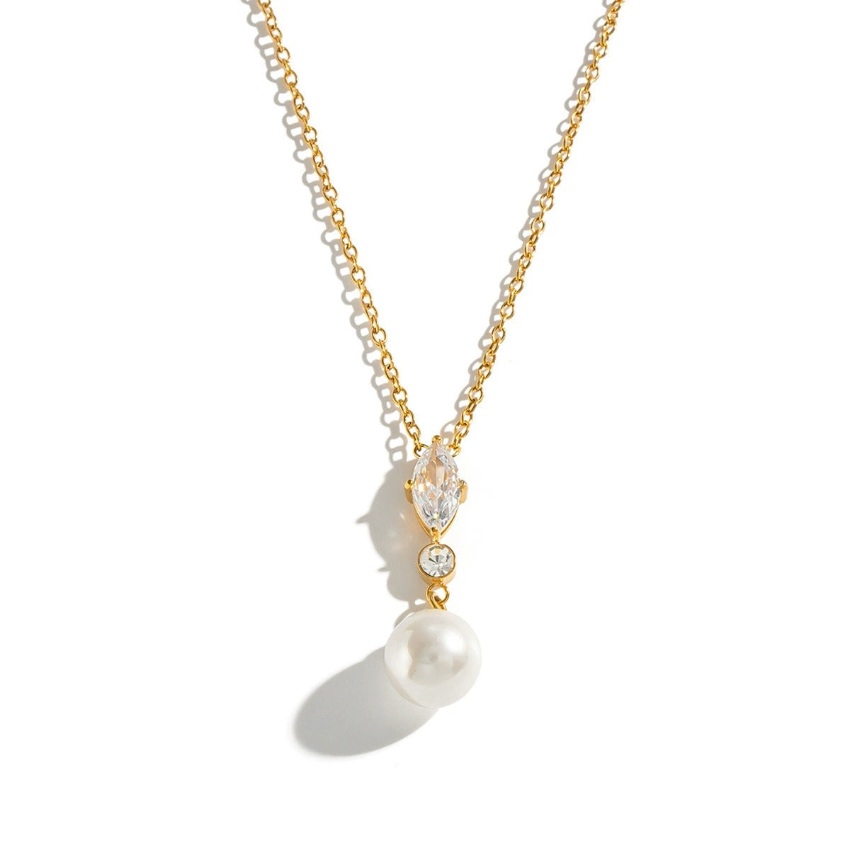 Emilia Marquise Pearl Gold Necklace