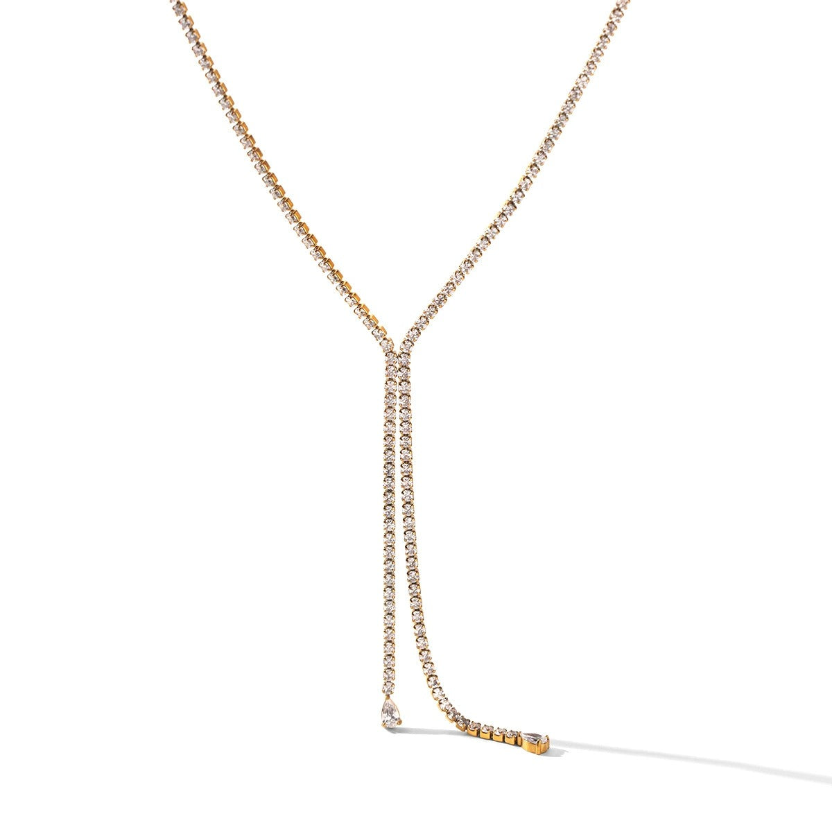Lavinia Pear Tennis Gold Necklace