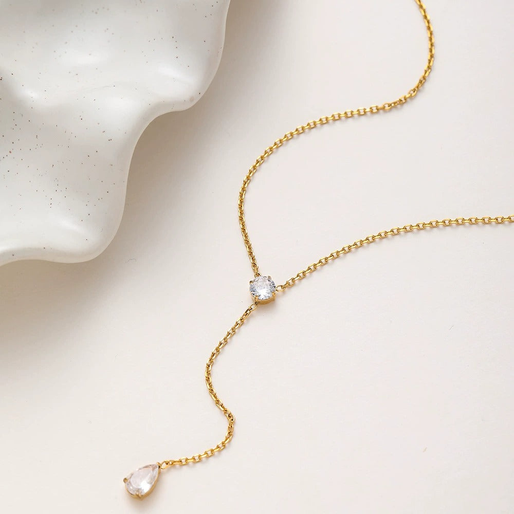 Alix Pear Lariat Gold Necklace