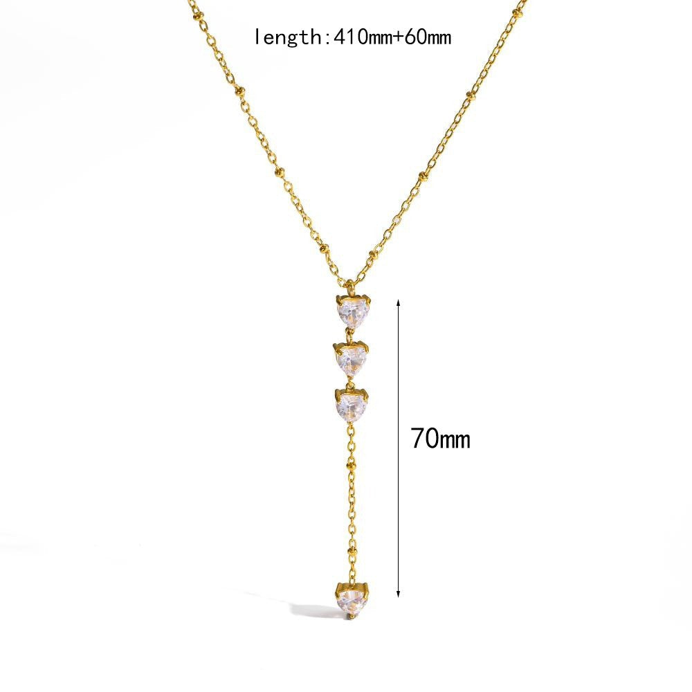 Edwige Stacked Heart Gold Necklace