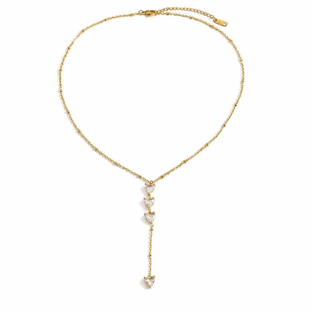 Edwige Stacked Heart Gold Necklace