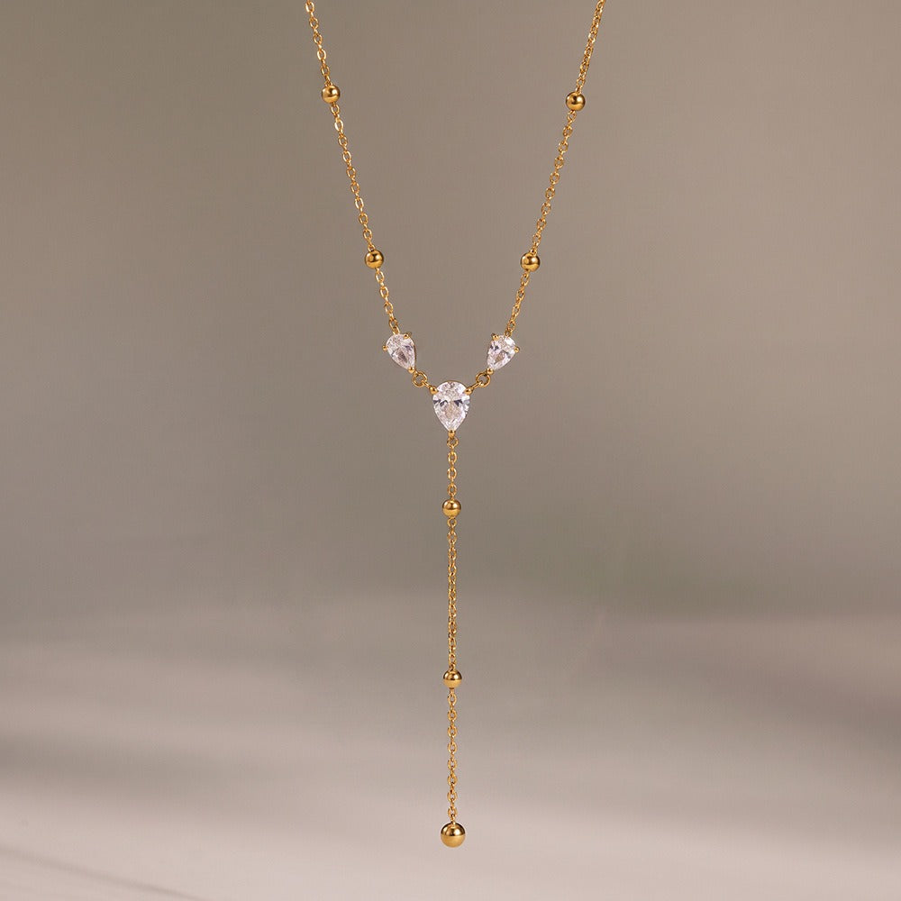 Fabiola Pear Trio Gold Necklace