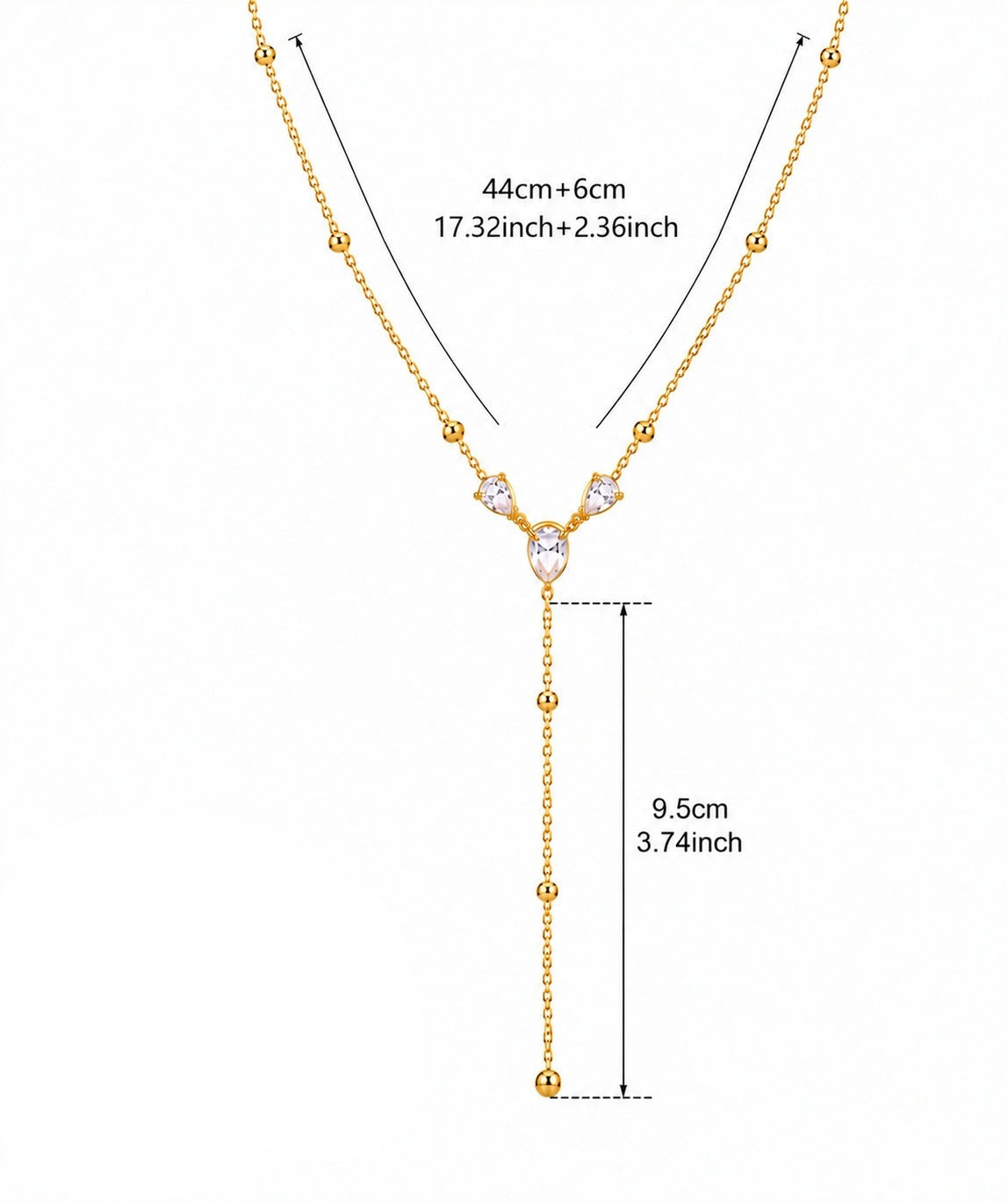 Fabiola Pear Trio Gold Necklace